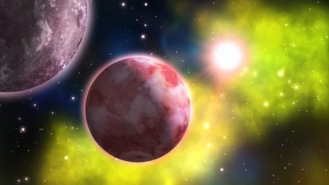 Exoplanets and far nebulae. Loop. Stock Footage 89681479