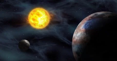 Exoplanets in foreign solar system Stock Illustration