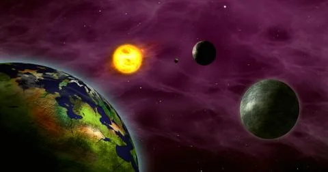 Exoplanets in foreign solar system Stock Illustration