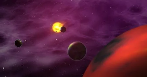 Exoplanets in foreign solar system Stock Illustration