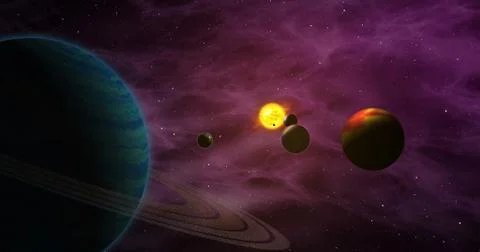 Exoplanets in foreign solar system Stock Illustration