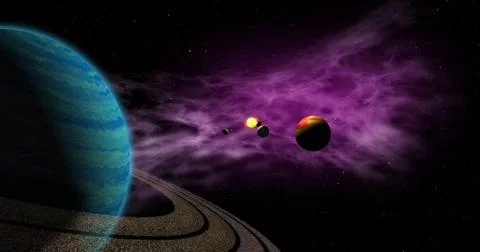 Exoplanets in foreign solar system Stock Illustration