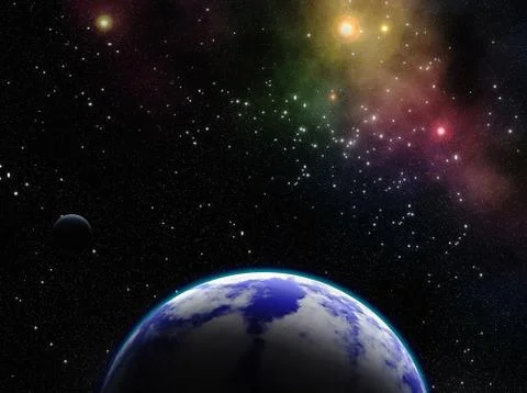 Exoplanets in outer space. Illustrazione stock