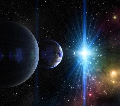 Exoplanets in outer space. Stock-Illustration
