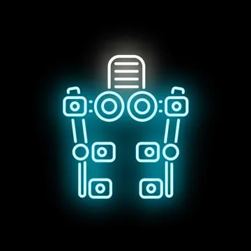 Exoskeleton suit glowing neon light futuristic technology Stock Illustration