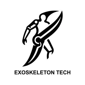 Exoskeleton Tech Logo Design Featuring Robotic Suit Silhouette Stockillustratie