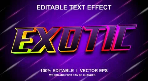 Exotic 3d vector text effect with modern style design Stock Illustration