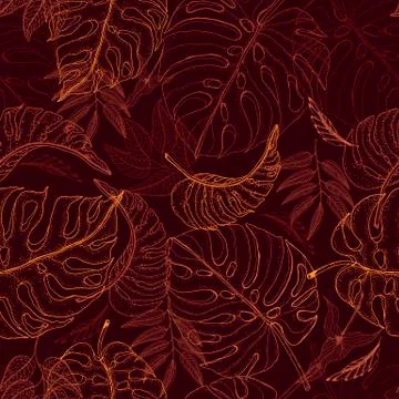 Exotic abstract vector jungle seamless pattern on the white background. Trendy Stock-Illustration
