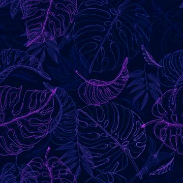 Exotic abstract vector jungle seamless pattern on the white background. Trendy Stock Illustration