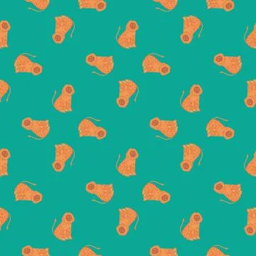 Exotic animal seamless pattern with orange colored monkey silhouettes print.  Stock Illustration