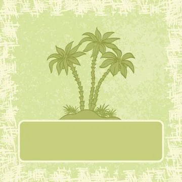 Exotic background, palm and frame Stock Illustration