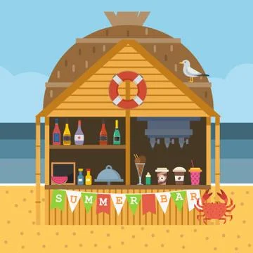 Exotic Beach Bar Stock Illustration