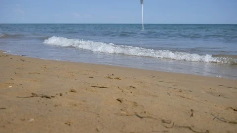Exotic beach with wavy sea. Stock Footage 90286502