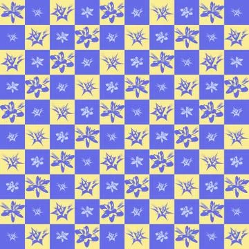 Exotic checkered flower pattern Stock Illustration