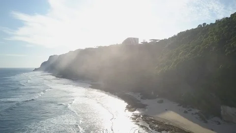 Exotic Cliffs with Sandy Beach and Ocean Waves Vídeos de archivo 88222158