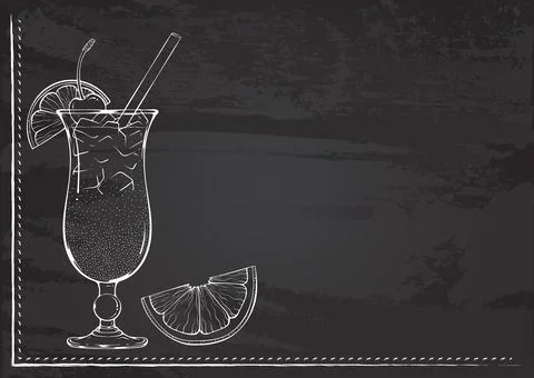 Exotic cocktail chalk Stock Illustration