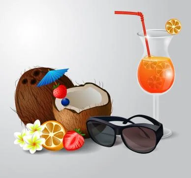 Exotic coconut cocktail Stock Illustration