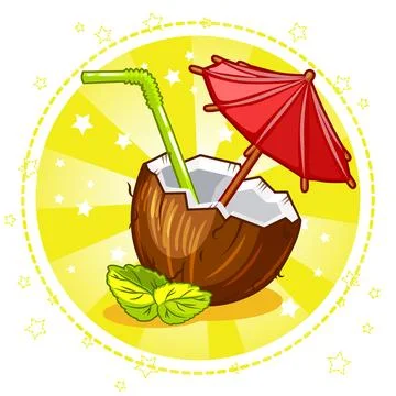 Exotic coconut cocktail. Stock Illustration