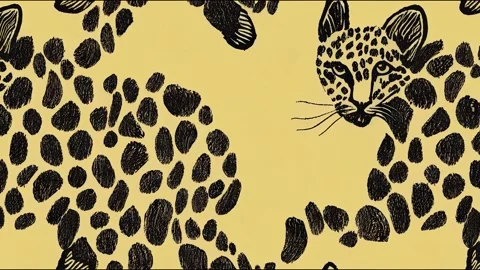 Exotic colorful leopard design hand drawn,stationary,fashion animation,seamless Stock Footage 220117185