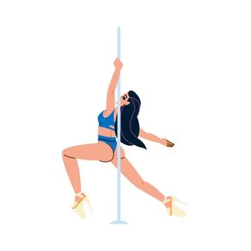 Exotic dancer performing on pole, showing flexibility and strength Stock Illustration