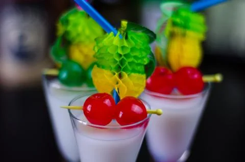 Exotic drink based on rum and other ingredients, cocktail prepared by the bar Stock Photos