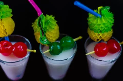 Exotic drink based on rum and other ingredients, cocktail prepared by the bar Stock Photos