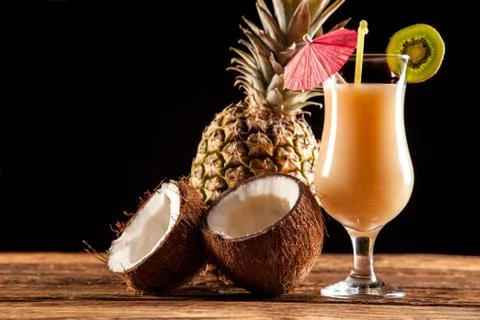 Exotic drinks on black Stock Photos