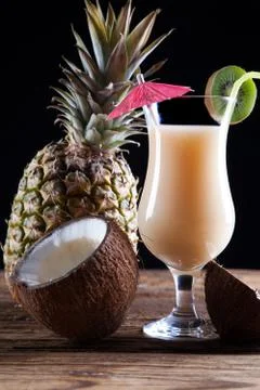 Exotic drinks on black Stock Photos