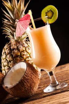 Exotic drinks on black Stock Photos