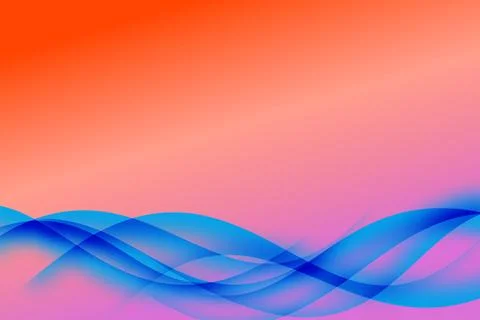 Exotic Fiery Bloom Gradient with Light Blue Waves Stock Illustration