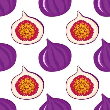 Exotic fig vegan fruit vector flat seamless pattern Illustrazione stock