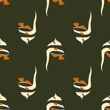 Exotic fish seamless nature pattern with doodle imperial angelfish shapes. Da Stock Illustration