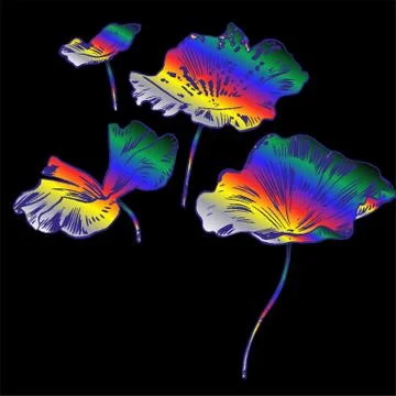 Exotic flowers set. Botanical vector vintage illustration. Holographic. Disco Stock Illustration