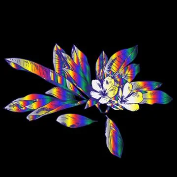 Exotic flowers set. Botanical vector vintage illustration. Holographic. Disco Illustrazione stock