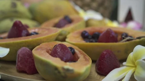 Exotic fruit (mango, pinneapple, banana..) 2 Stock Footage 43132425