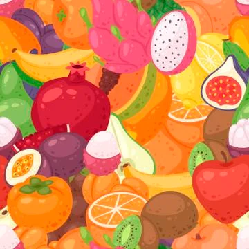 Exotic fruit pattern seamless vector. Fruity background and fruitful exotic Stockillustratie