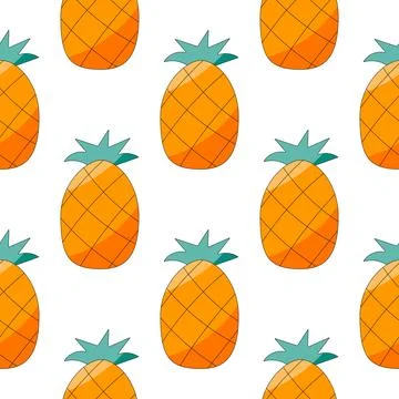 Exotic Fruit Pineapple Summer pattern raw snack Stock Illustration