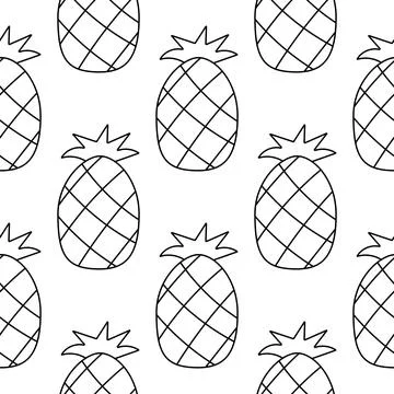 Exotic Fruit Pineapple Summer pattern raw snack Stock Illustration