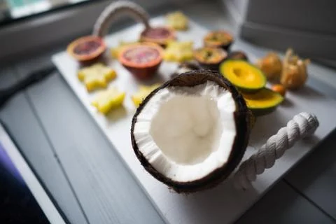 Exotic fruit platter. Stock Photos