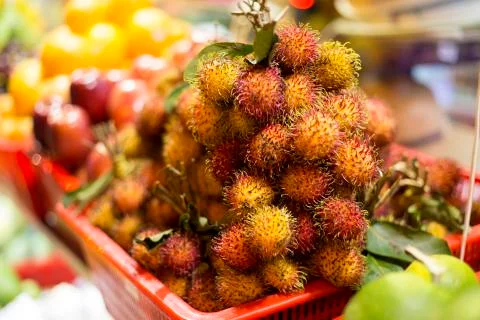 Exotic fruit rambutan Stock Photos