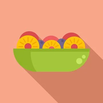 Exotic fruit salad icon flat vector. Fresh food Stock Illustration