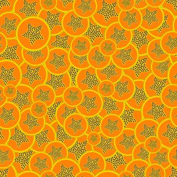 Exotic fruit seamless pattern with orange papaya. Stock Illustration