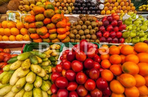 Exotic Fruits in a Market Stock Photos