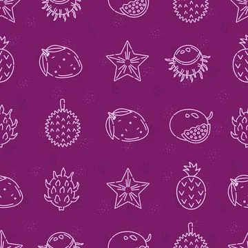 Exotic fruits, seamless pattern Stock Illustration