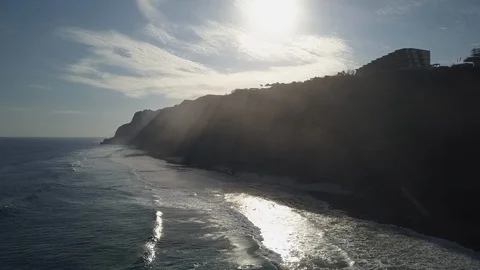 Exotic Island Cliffs with Ocean Waves Vídeos de archivo 88222340