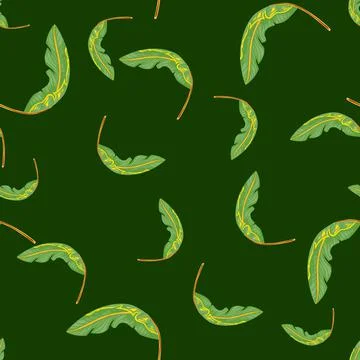 Exotic jungle seamless pattern with random green banana leaf ornament. Tropic Illustrazione stock