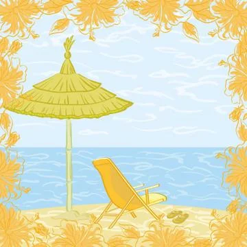 Exotic landscape, beach Stock Illustration