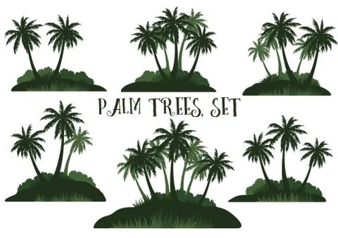 Exotic Landscape with Palms Stock Illustration