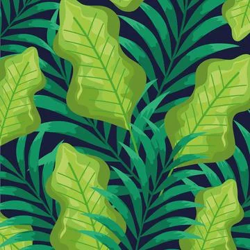 Exotic leafs pattern Stock Illustration