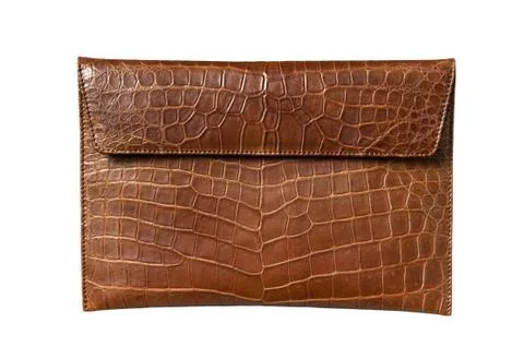 Exotic leather bag for Pad, hide, skin in brown color Stock Photos